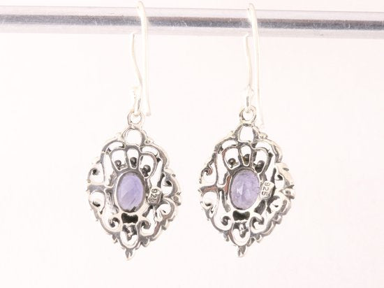 Opengewerkte zilveren oorbellen met ioliet afbeelding 3