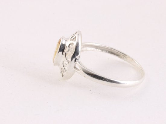 Fijne opengewerkte zilveren ring met citrien afbeelding 2