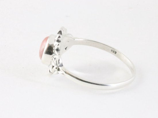 Fijne bewerkte zilveren ring met rhodochrosiet afbeelding 4