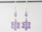 Lange bloemvormige zilveren oorbellen met amethist afbeelding 3