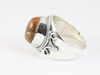 Bewerkte zilveren ring met amber - maat 18.5 afbeelding 2