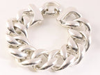 Hoogglans zilveren armband met grote gourmetschakels afbeelding 1