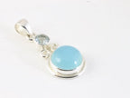 Zilveren hanger met aqua chalcedoon en blauwe topaas afbeelding 2