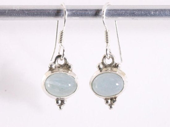 Fijne bewerkte zilveren oorbellen met aquamarijn afbeelding 4