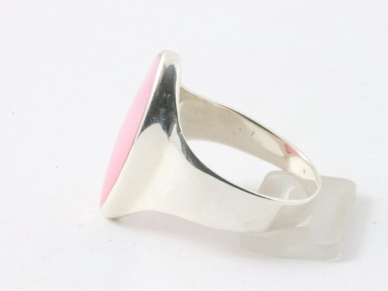 Hoogglans zilveren ring met roze parelmoer afbeelding 2