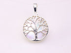 Fijne ronde zilveren hanger met levensboom op parelmoer afbeelding 4