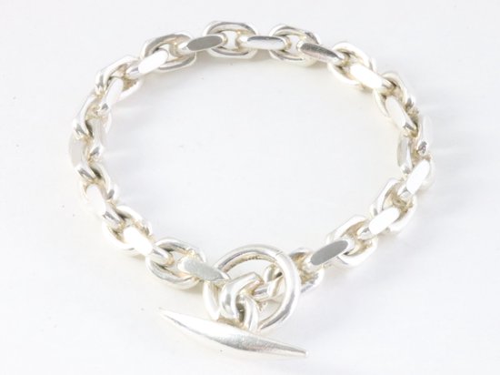 Zware zilveren armband met anker schakels afbeelding 3
