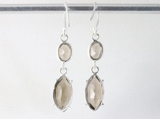 Zilveren oorbellen met rookkwarts afbeelding 3