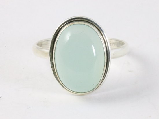 Ovale zilveren ring met aqua chalcedoon afbeelding 4