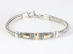 Traditionele zware zilveren snake armband met 18k gouden decoraties afbeelding 1