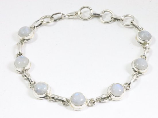 Zilveren armband met regenboog maansteen afbeelding 1