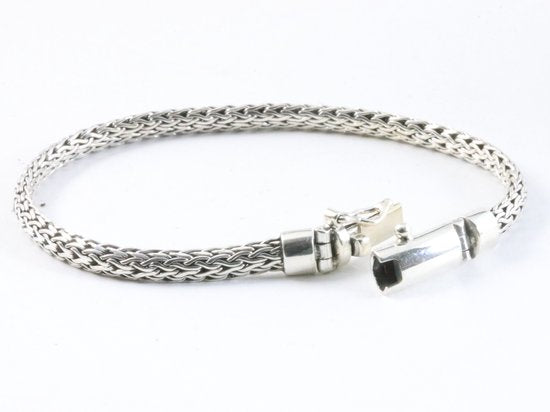 Traditionele zilveren snake armband met kliksluiting afbeelding 4
