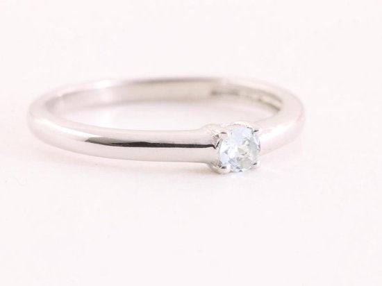 Fijne hoogglans zilveren ring met aquamarijn afbeelding 1