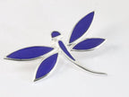 Grote zilveren libelle hanger met lapis lazuli aan ketting afbeelding 2