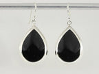 Grote druppelvormige zilveren oorbellen met onyx afbeelding 5