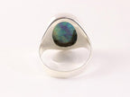 Ovale zilveren zegelring met abalone schelp afbeelding 3