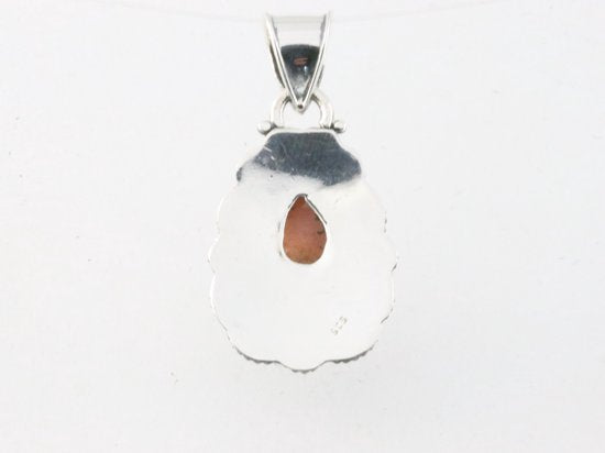 Traditionele bewerkte zilveren hanger met roze opaal afbeelding 3