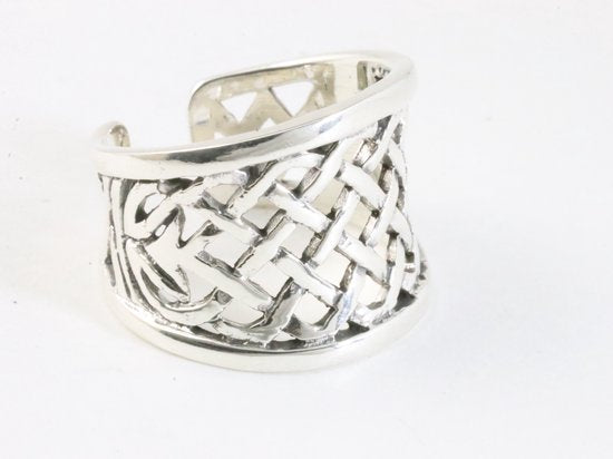 Brede opengewerkte zilveren ring afbeelding 1