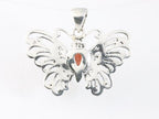 Zilveren vlinder hanger met granaat afbeelding 3