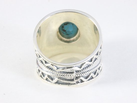 Bewerkte zilveren ring met blauwe turkoois afbeelding 3