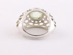 Grote opengewerkte zilveren ring met prehniet afbeelding 4
