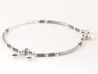 Zware zilveren enkelband met bewerkte kralen en hartjes afbeelding 2
