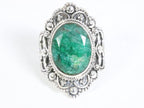 Bewerkte zilveren ring met smaragd afbeelding 4