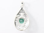 Opengewerkte zilveren hanger met groene toermalijn afbeelding 3