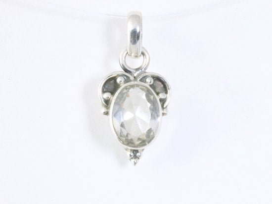 Fijne bewerkte zilveren hanger met bergkristal afbeelding 4