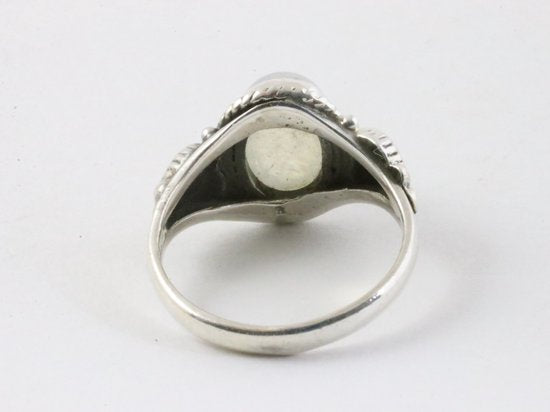 Bewerkte zilveren ring met rozenkwarts afbeelding 3