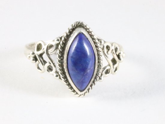 Fijne bewerkte zilveren ring met lapis lazuli afbeelding 4