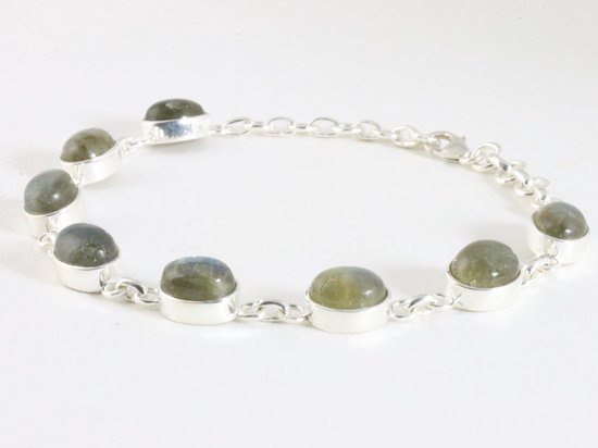 Hoogglans zilveren armband met labradoriet afbeelding 2