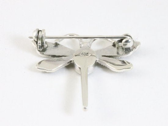Zilveren libelle broche met parelmoer afbeelding 4
