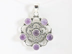 Opengewerkte zilveren hanger met amethist afbeelding 4