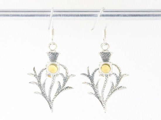 Zilveren distel oorbellen met citrien afbeelding 2