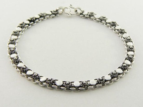 Fijne bewerkte zilveren schakelarmband afbeelding 1