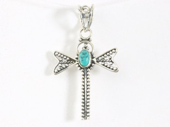 Zilveren libelle hanger met turkoois afbeelding 4