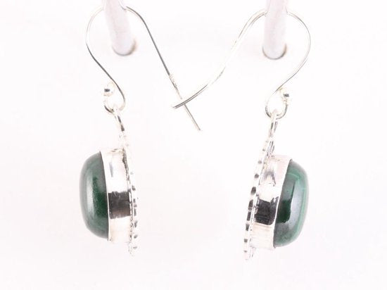 Opengewerkte zilveren oorbellen met malachiet afbeelding 2