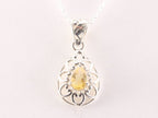 Opengewerkte druppelvormige zilveren hanger met citrien aan ketting afbeelding 4