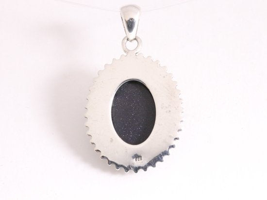 Bewerkte zilveren hanger met blauwe zonnesteen afbeelding 3