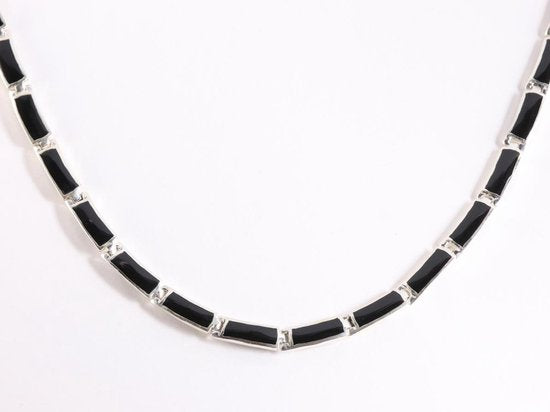 Zilveren collier met onyx afbeelding 1