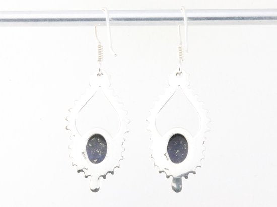 Bewerkte zilveren oorbellen met lapis lazuli afbeelding 3