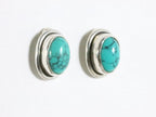 Fijne ovale zilveren oorstekers met turkoois afbeelding 1