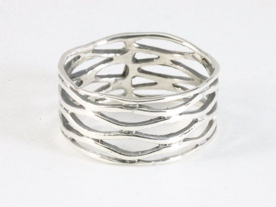 Opengewerkte zilveren ring afbeelding 1