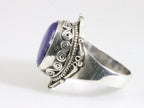 Zware bewerkte zilveren ring met lapis lazuli afbeelding 2
