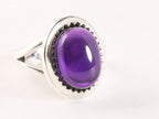 Bewerkte zilveren ring met amethist afbeelding 1