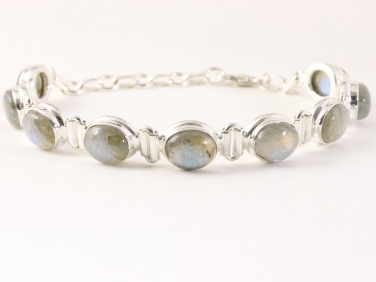 Zware zilveren armband met labradoriet afbeelding 1