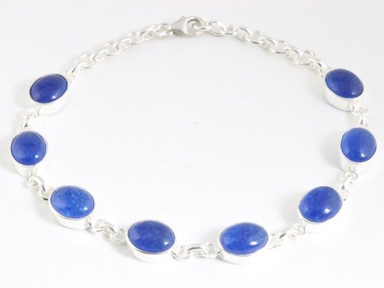 Hoogglans zilveren armband met blauwe aventurijn afbeelding 1