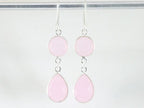 Lange zilveren oorbellen met rozenkwarts afbeelding 2