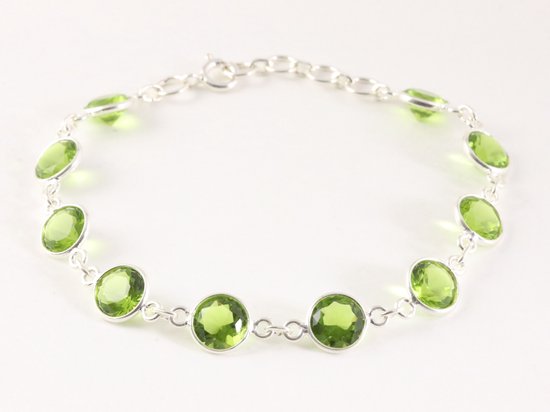 Fijne zilveren armband met peridoot afbeelding 1
